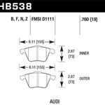 Hawk 09 Audi A4 Cabriolet / 05-07 A4 / 05-09 A4 Quattro / 06-09 A6 / 08 VW R32 HPS Front Brake Pads