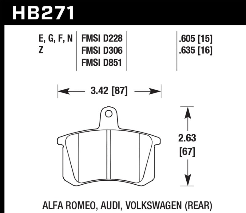 Hawk 98-02 Audi A4 Quattro Blue 9012 Race Rear Brake Pads