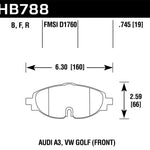 Hawk 15-17 VW Golf / Audi A3/A3 Quattro HP+ Street Front Brake Pads