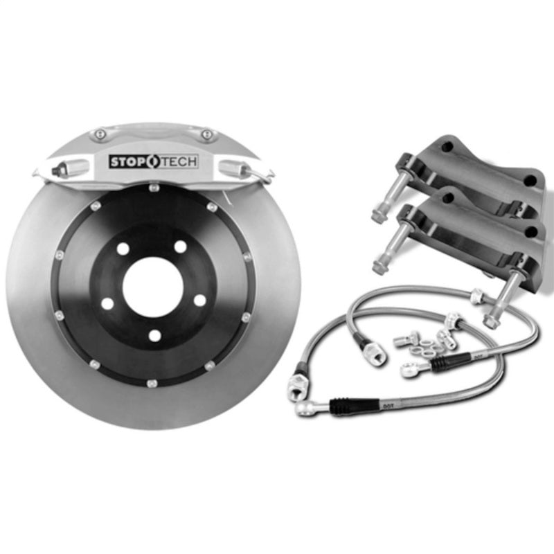 StopTech 2015 VW GTI Front BBK w/ Black ST-40 Caliper Slotted 355x32 2pc Rotor